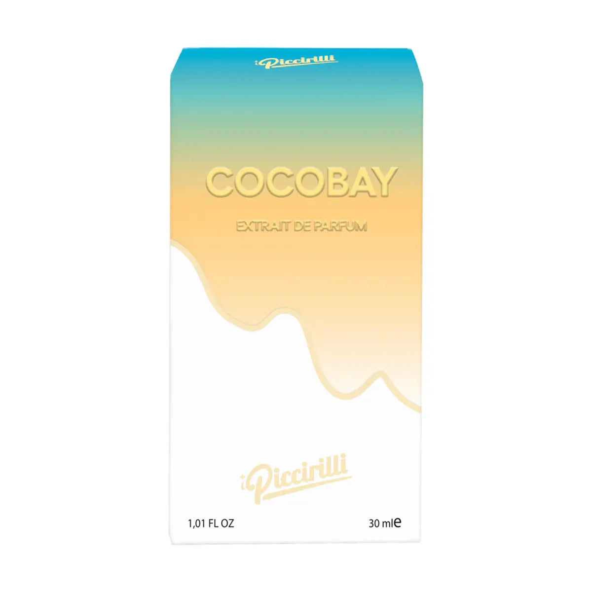 Cocobay extract de parfum packaging with gradient design on a white background