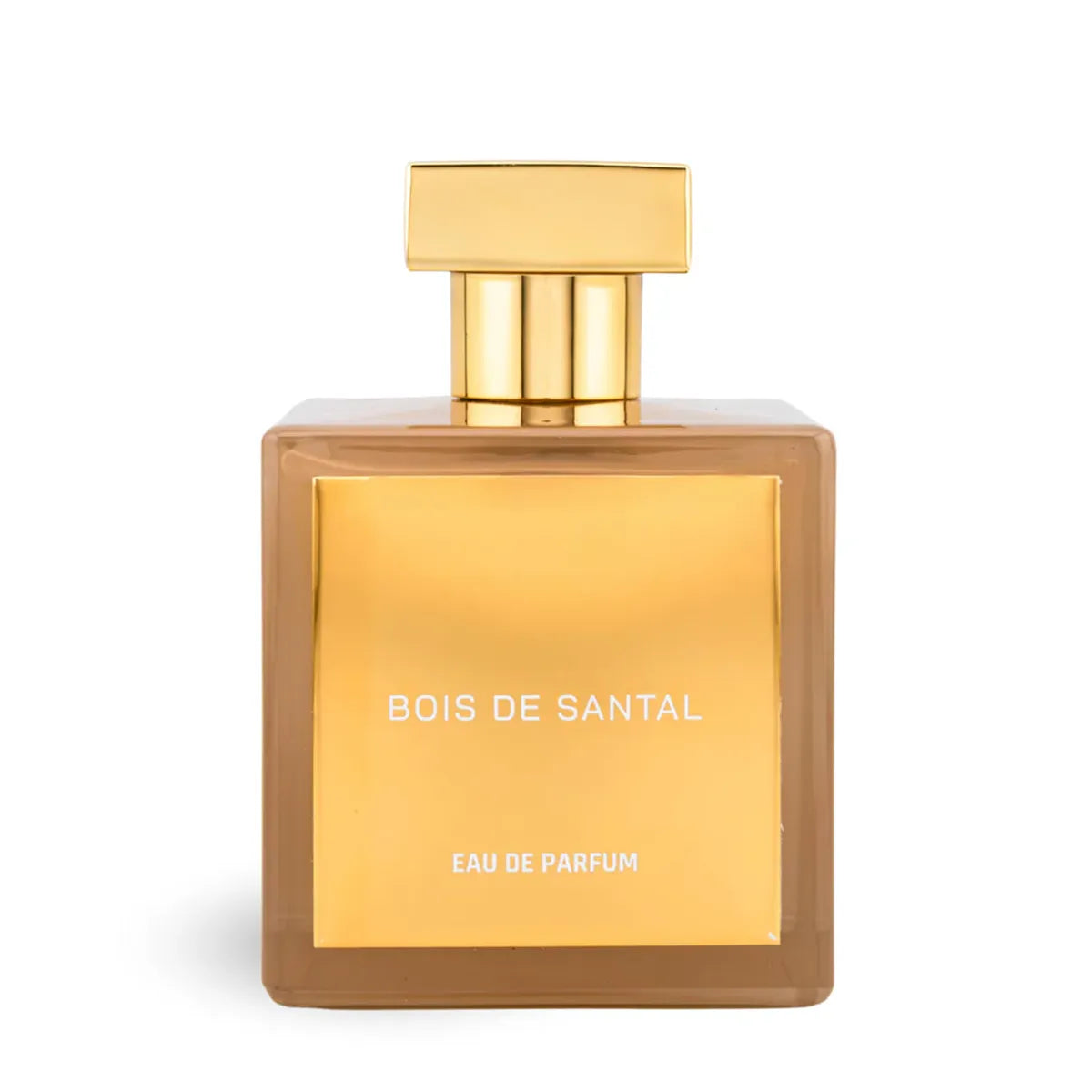 Gold Bois de Santal eau de parfum bottle on a white background