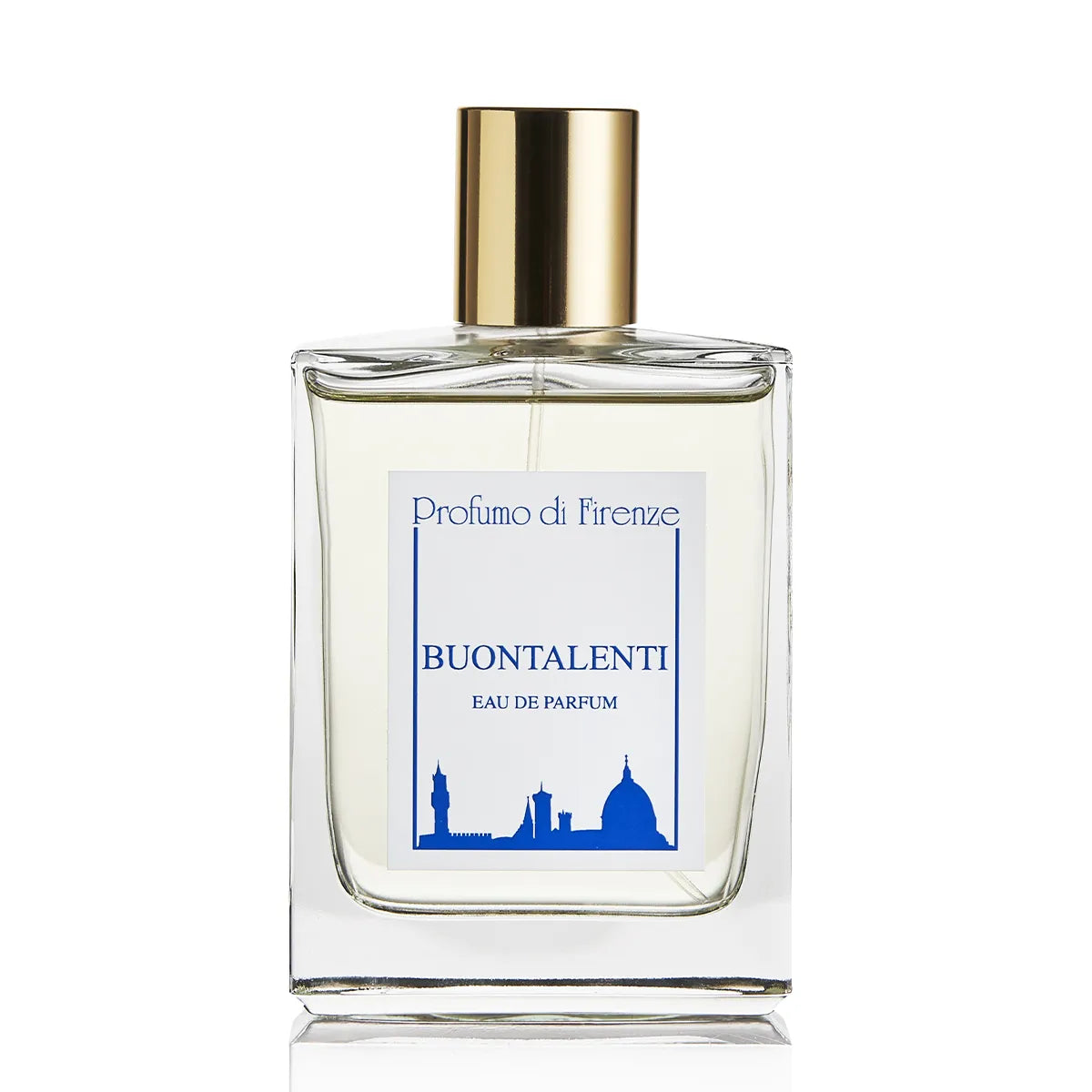 Buontalenti eau de parfum bottle with gold cap on a white background