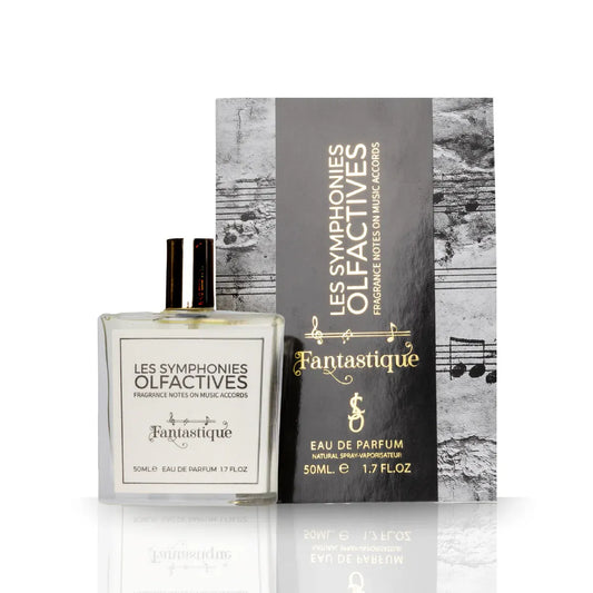 Perfume bottle and packaging of 'Les Symphonies Olfactives Fantastique' on a white background