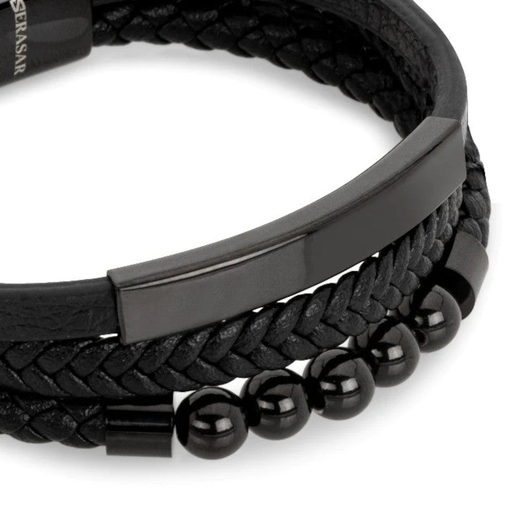 Leather bracelet “Pearl” - Black