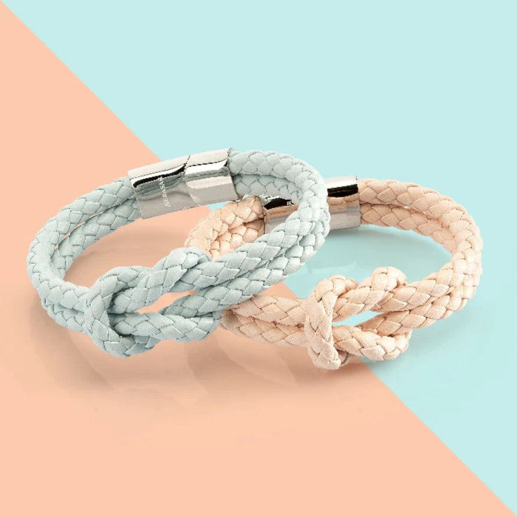 Leather bracelet “Knot” - Light Blue