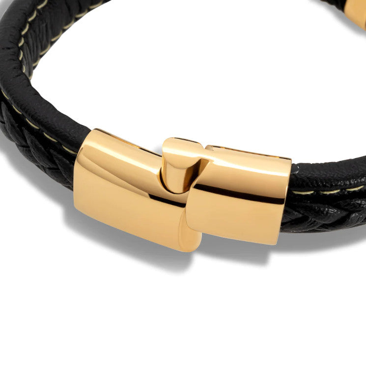 Leather Bracelet "Ring" Gold